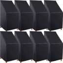 Tudomro 8 Pcs Stacking Outdoor Chair Covers Waterproof Black 210D Outdoor Patio Furniture Covers High Back Patio Chair Protection with Adjustable Hem Cord Weather Protection, 26 W x 26 D x 49 H Inch