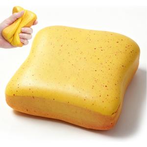 3 x Slow Rising Squishy Bread Fidget Toys for Adults Kids Big Classic Foam Food Squeeze Toys Stress Anxiety Relief Items ADHD Autism Calming Sensory Gifts for Teens Butter Toast