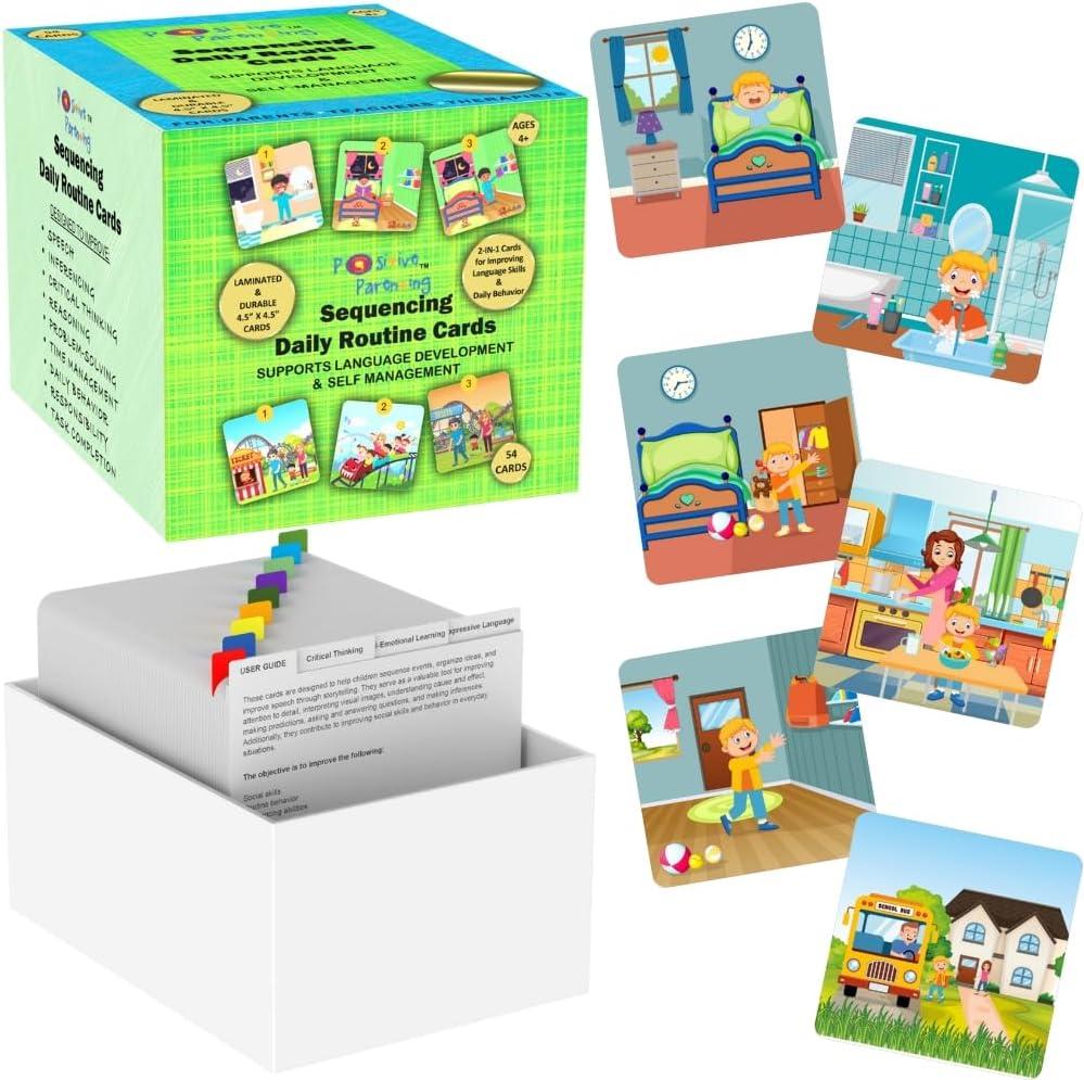 Sequence for Kids Daily Routine Cards Speech Therapy Material Social Development and Sentence Building for Kids ABA Therapy Material Speech Therapy Game English Language Bilingual Learners ESL