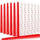 12 Pcs Valentine Taper Candles 10 Inch Tall Unscented Heart Candles Stick Valentine Gifts Holiday Decor for Dinner, Party, Wedding, Anniversary(White, Pink,Purple, Red)