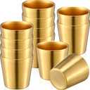 Amyhill 12 Pieces Stainless Steel Cups Double Wall Tumbler Glasses Stackable Metal Drinking Cups Insulated Drinking Glasses Reusable Camping Mugs for Home Camping RV BBQ Office Party(Gold,5.9 oz)