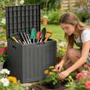 Decksplore 35 Gallon Resin Deck Box All Weather Outdoor Storage Box for Patio Furniture, Garden Tools, Lockable, Black