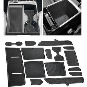 for Hyundai Tucson 2025 2026 Accessories Door Slot Mats Cup Holder Insert Coaster Center Console Liner Glove Box Cover for Hyundai Tucson Limited/Hybrid Interior Trim Non-Slip Pad 15PCS Set, Gray Trim