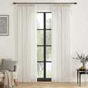 MIULEE 96 Inches Long Pinch Pleated Natural Linen Curtains 2 Panels Set for Bedroom Living Room, Viral Pleat Semi Sheer Drapes Light Filtering Textured Sheer Curtains with Hooks Floor to Ceiling