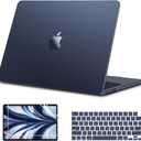 B BELK Compatible with MacBook Air 13 inch Case 2025 2024 2023 2022 M4 A3240 M3 A3113 M2 A2681,[100% Match Official Color] [Slim Armor] Plastic Hard Shell Case for MacBook Air 13.6 inch,Midnight Clear