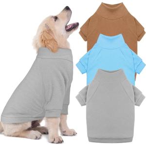 3 Pack Dog Sweaters for Medium Dogs, Fleece Dog Sweater Turtleneck Soft Warm Pet Sweatshirt Pet Clothes Medium Sized Boy Girl (Gray+Blue+Coffee,M)