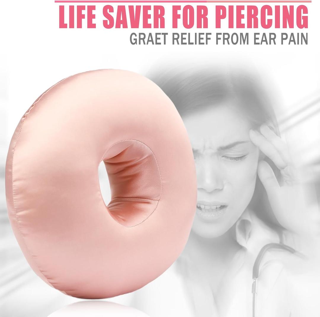 Washable Ear Piercing Pillowcase Luxury Satin Ear Hole Silky Pillowcase for Pierced Ear Side Sleepers Ear Inflammation Pressure Sore Pain Relief Support Neck Head Coral