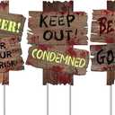 Halloween Decorations Outdoor Beware Yard Signs Stakes Creepy Assorted Warning Sign, Scary Zombie Theme Party Decor Supplies, Halloween Party Decorations, 3 Pieces, 16.5" x 12.2"