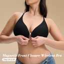 Front Closure Push Up Bra for Women, Seamless Plunge Bra, Wireless Underwire-Free Bralette (M)