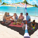 SUNWISHA Beach Tent Sun Shelter 10x10FT, Portable Shade Canopy UPF 50+, with 4 Aluminum Foldable Poles, Protection Beach Shade Canopy, Camping, Fishing, Picnics, Backyard Picnics