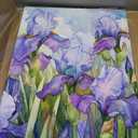 Iris Flower Wall Art Purple Botanical Prints Elegant Canvas Wall Art Purple Flower Painting Watercolor Floral Pictures Green Botanical Artwork Iris Canvas Abstract Flowers Poster 16x24inch Framed