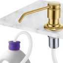 Gagal Kitchen Sink Soap Dispenser (Brushed Gold) and Extension Tube Kit for Kitchen Sink, Complete Brass Head with 40" Silicone Tube Connect to The Bottle Directly, Say Goodbye to Frequent Refills