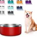 Dog Bowl, Stainless Steel Dog Food and Water Bowl with Non Slip Quiet Bottom, Easy to Clean, Dishwasher Safe, 40oz, Red