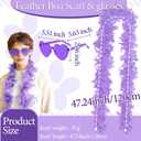 2 Pcs Feather Boas with Heart Rimless Sunglasses4 ft Feather Boa Halloween Christmas Bachelor Party Pack Accessory