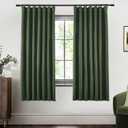 SHINELAND Olive Green Blackout Boho Curtains 72 Inches Long for Bedroom Living Room,Back Tab Light Heat Blocking Thermal Insulated Room Darkening Dark Olive Green Black Out Curtains (52"W x 72"L (Pack of 2))