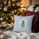 Blue and White Chinoiserie Christmas Tree Pillow Covers 18x18, Preppy Girly Christmas Decor, Coquette Bow Xmas Tree Decorative Throw Pillow Covers for Girls Bedroom Living Room Home (Color 15)