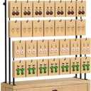 ORLESS 5-Tier Jewelry Display for Vendors, Earring Holder Organizer with Storage Drawer Box, Necklace Display Holder for Selling, Earring Cards Organizer for Bracelets, Rings, Natural Wood(35 Hooks)