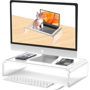 Acrylic Monitor Stand Riser Acrylic Laptop Stand Riser PC Holder Clear Computer Monitor Stand for Desk White Laptop Stand for Desk Compatible with iMac MacBook All Notebooks
