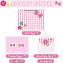 3 x 13" Large Pink Bow Birthday Gift Bag (Including Card, Tissue Paper, Envelope And Sticker), Pink-Themed Birthday Party Supplies, Suitable For Girls' Birthdays, Baby Showers, Weddings And Bridal Showers