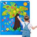 CHEFAN Felt Letter and Number Tree, Coconut Tree Alphabet Game, Felt Story Board Set for Early Education Storytelling, Flannel Board for Wall Teaching Home Classroom Play