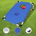 Portable PVC Framed Cornhole Game Set with 2 Collapsible Cornhole Boards, 8 Bean Bags and Carrying Case, Waterproof Mini Cornhole Set, Outdoor Indoor Yard Toss Games Rainbow Design (3 x 2-feet)