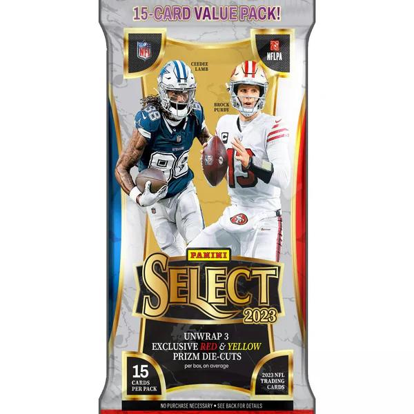 Panini Select 2023 15 Card Value Pack 3 Reds and Yellow Prizm Die-Cuts