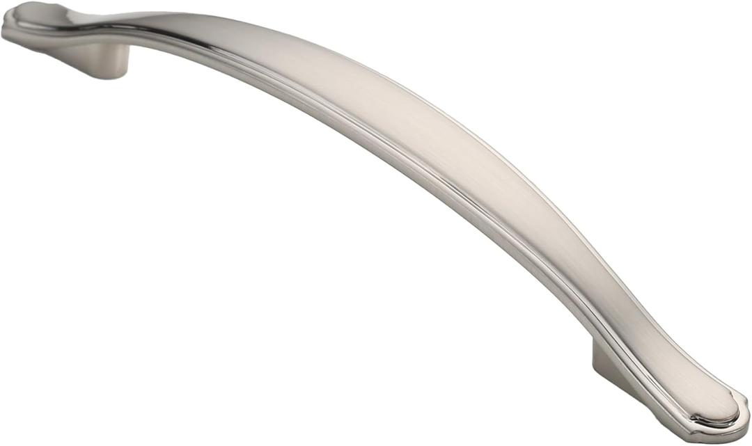 Alzassbg 10 Pack Brushed Satin Nickel Cabinet Pulls, 5 Inch(128mm) Hole Centers Cabinet Handles Arch Kitchen Hardware for Cabinets and Drawer AL3028SN