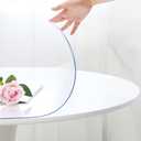 48 Inch Round Clear Plastic Table Cover Protector PVC Tablecloths Sheet Wood Furniture Topper Cover for Coffee Dining Room Table Kitchen Countertop Office Desk Blotter Pad Waterproof Wipeable