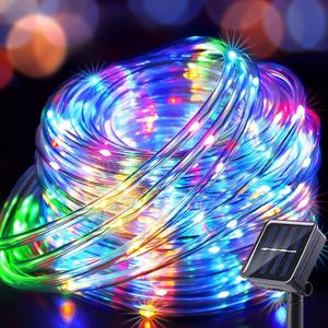 Upgraded 70FT 200 LED Solar Rope Lights, Timer & 8 Modes Trampoline Accessories Solar String Lights, IP65 Waterproof Solar Powered Fairy Lights for Party Garden Yard Tree Camp(Multi Colored)