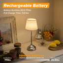2 Pack Cordless Table Lamp, Rechargeable Desk Lamp with Fabric Shade, Battery Operated Lamp 3 Color Stepless Dimming, Small Touch Bedside Lamp Home Decor for Dining, Counter (Brushed Sliver)