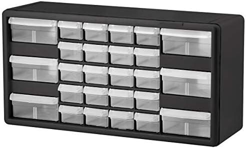 Akro-Mils 10726 26-Drawer Plastic Drawer Storage Cabinet for Garage Organization, Bead Organizer, Lego Storage, Teacher Toolbox, Makeup Organizer, and More, 20-Inch W x 6-Inch D x 10-Inch H, Black