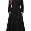 Zeagoo Fall Dresses for Women 2026 Black Long Sleeve Dress Casual Swing Mini Dress for Beach Vacation T Shirts Sundresses with Pockets