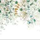 Gold and Green Eucalyptus Leaves Photography Background Spring Still Life Grass Leaf Background Prom Group Photo Backdrops for Wedding Baby Shower Birthday Party Decor Banner 8X6ft