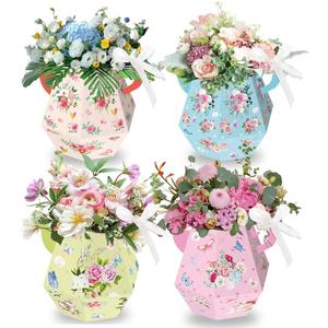 12 Pcs Tea Party Decorations, Flower Boxes Centerpiece Floral Teapot Vase Table Decor for Birthday Baby Shower Bridal Wedding Princess Tea Party Decorations Supplies