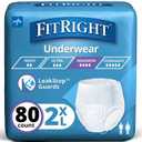 Medline FitRight Adult Incontinence Underwear, Heavy Absorbency, XX-Large, 68-80 (80 Count) (XXL)