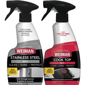 Weiman Stainless Steel Cleaner & Cooktop Daily Cleaner - 12 Ounce - Kitchen Appliance Cleaner Kit