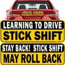 TOTOMO Learning to Drive Stick Shift Stay Back May Roll Back Car Magnet - Reflective Bumper Magnet Sticker for New Manual Transmission Learners Eye-Catching Design