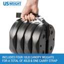 US Weight 40 Pound Canopy Weight Set of 4 and Carry Strap with No-Pinch Design - Easy Installation and Removal to Secure Tents, Canopies, and Umbrellas at Outdoor Events