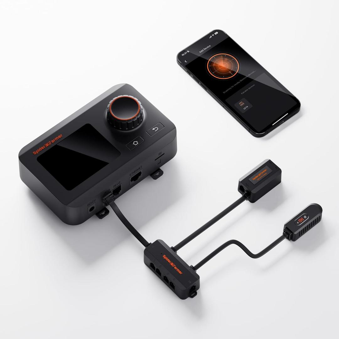 Spider Farmer GGS Controller Kits, Smart Environmental Controller, Temp Humid Light Sensor and Adapter, Ideal for Indoor Grow Cycle System Auto Management