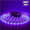 6.6ft Black Light LED Strips, 120 Lamp Beads, USB Cable 1.5m LED Black Light Strip Kit, DC5V 10W Flexible Blacklight strip lights, Non-Waterproof UV Light Strip for Indoor, TV Decor, Party, Halloween