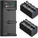 FirstPower NP-F750 Battery (2-Pack/5600mAh) and Dual USB Charger for Sony NP-F550 F570 F750 F770 F960 F970 Battery Sony CCD-TRV215 CCD-TR917 CCD-TR315 HDR-FX1000 HDR-FX7 HVR-V1U HVR-Z7U HVR-Z5U