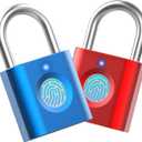 Smart Padlock Locker Lock: 2-Pack Blue & Red - Mini Fingerprint Padlock eLinkSmart Gym Lock with Colourful Metal 20 Fingerprints Keyless fits School Bag Luggage Toolbox Gym Locker