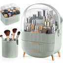 CANITORON Makeup Organizer,Skincare Organizer with 2 Drawers and Brush Storage Box,Lipstick Holder,Cosmetic Display Case for Vanity Organizer and Bathroom Countertop Storage.(Sage Green)