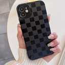 Compatible with iPhone 11 Case,Cute Checkerboard Checkered Cream Silicone Pattern for Women Girl Trendy Slim Fit,TPU Silicone Shockproof Full Camera Protection Cover-Black