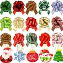 30Pcs Christmas Bows & Glitter Christmas Gift Tags with String, Large Gift Bows Ribbon Pull Bows for Gift Wrapping, Present Bows for Xmas Gifts Birthday Holiday Decorations