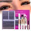 Ocean Pearl Lash Clusters Kit 168pcs,10-18mm manga/anime-inspired lashes clusters,spike-effect cluster lashes, Eyelashes,DIY Cluster Eyelash Extensions kit with lash bond+seal+remover+tweezers-M37+M30