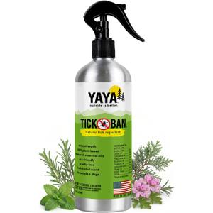 Yaya Organics All Natural Extra Strength Tick Repellent DEET Free - 16 Ounce Spray Bottle