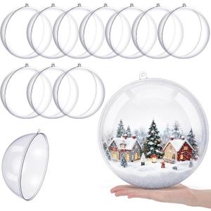 Syhood 10 Pcs Christmas Large Fillable Ornaments Plastic Balls, 7.87 Inch