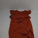 oten Women's Classic Ruffle Sleeve V-Neck Tie Belt Wrap Bodycon Office Cocktail Party Nightout Dresses Rust Red Large