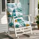 Rocking Chair Cushion, Waterproof Chairs Cushions for Adirondack Chairs Patio Chair High Back Thicked Cushions Outdoor and Indoor with Ties, Green Leaf